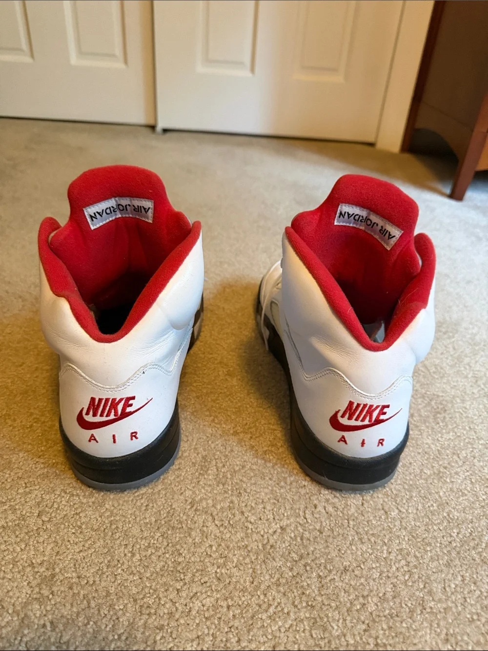 Air Jordan 5 Retro “Fire-Red” Men’s White/Red/Black Retro Basketball Sneakers